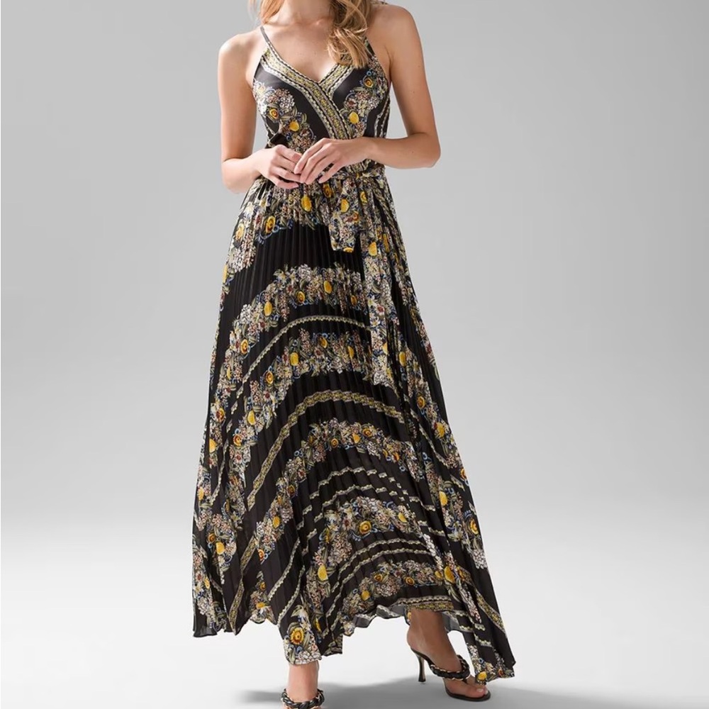White House Black Market Pleated Halter Maxi Dress